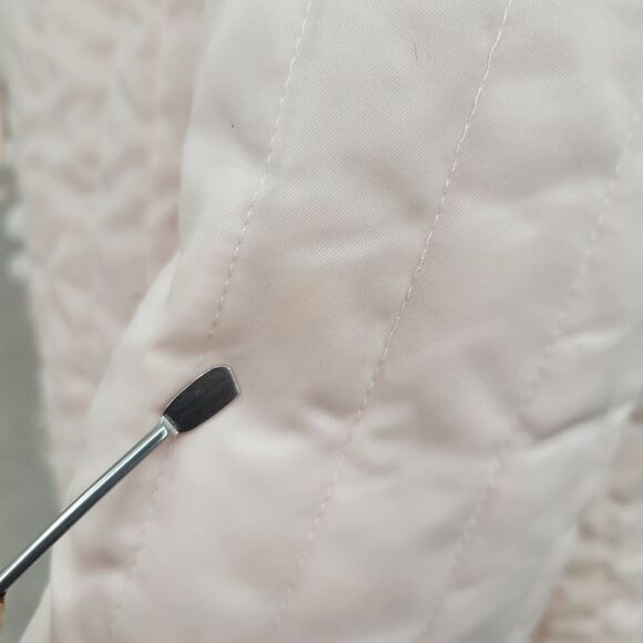 Barbizon Vintage Satin Serene Nylon Pink Quilted Jacket with Cream Lace Trim - Picture 5 of 12